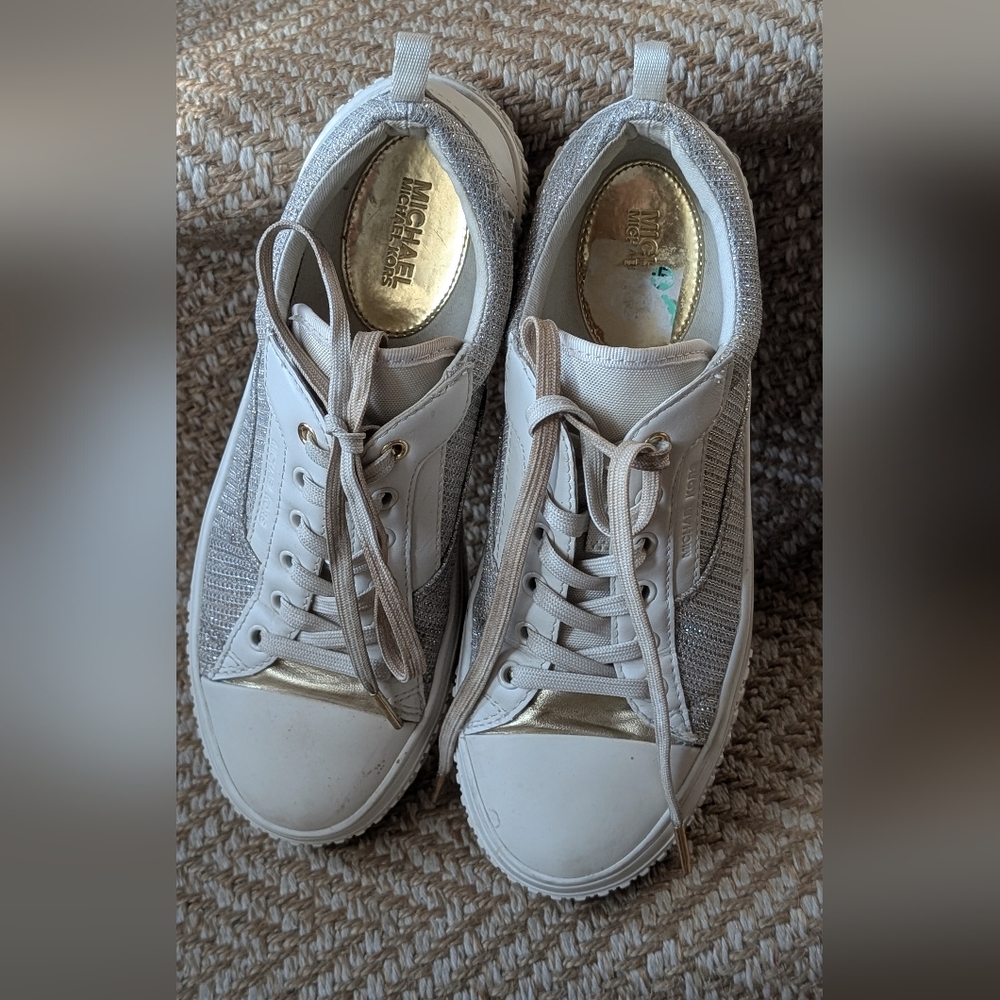 Michael Kors‎ White and Gold Sneakers